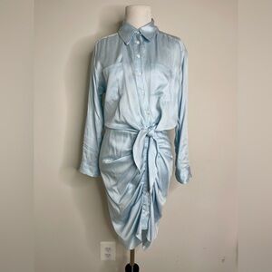 Veronica Beard Sierra blue chambray 100% lyocell ruched dress